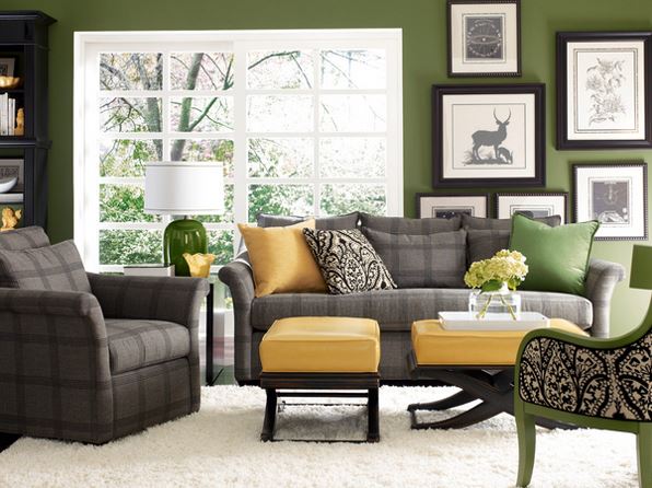 Beautiful Living Rooms Designed With Grey And Green Interior