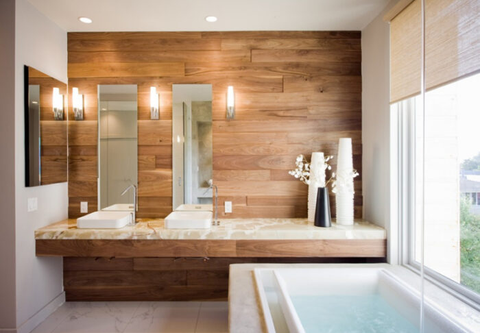 Amazing Bathroom Design With Wall Mounted Counter